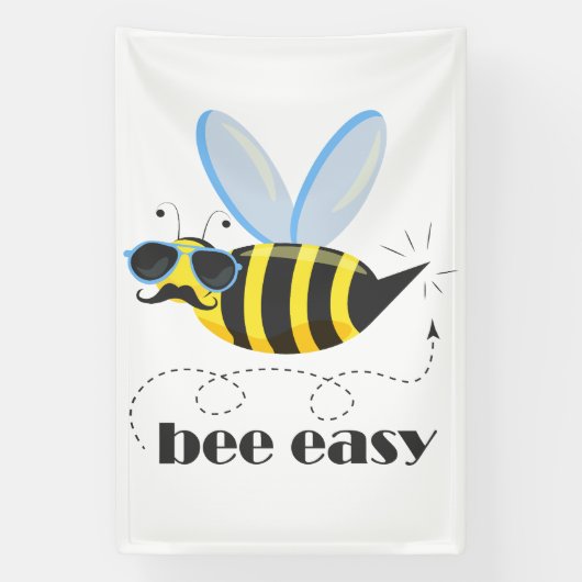 Bienenfigur mit Schnurrbart-Sonnenbrille Bee Easy Banner (Vertikal)