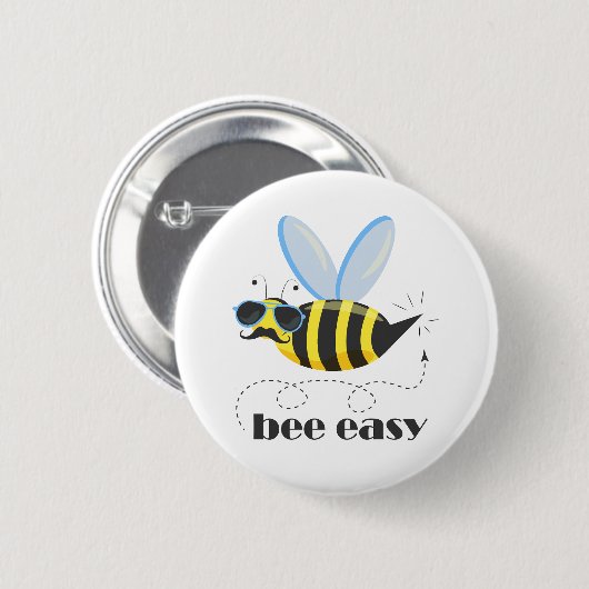 Bienenfigur mit Schnurrbart-Sonnenbrille Bee Easy Button (Vorne & Hinten)