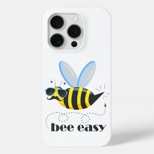 Bienenfigur mit Schnurrbart-Sonnenbrille Bee Easy Case-Mate iPhone Hülle (Rückseite)