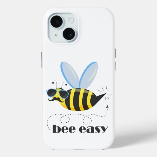 Bienenfigur mit Schnurrbart-Sonnenbrille Bee Easy Case-Mate iPhone Hülle (Rückseite)