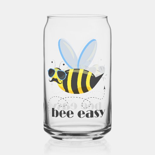 Bienenfigur mit Schnurrbart-Sonnenbrille Bee Easy Dosenglas (Vorderseite)