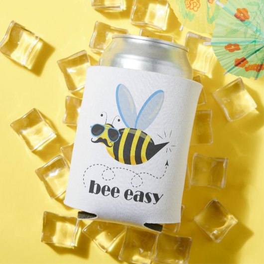 Bienenfigur mit Schnurrbart-Sonnenbrille Bee Easy Dosenkühler (In Situ Sommer)