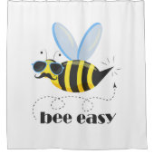 Bienenfigur mit Schnurrbart-Sonnenbrille Bee Easy Duschvorhang (Vorderseite)
