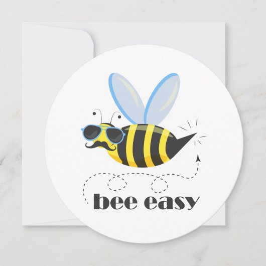 Bienenfigur mit Schnurrbart-Sonnenbrille Bee Easy Einladung (Vorderseite)