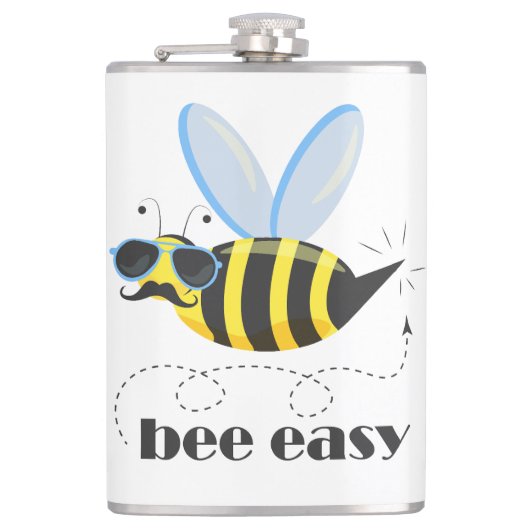 Bienenfigur mit Schnurrbart-Sonnenbrille Bee Easy Flachmann (Vorderseite)