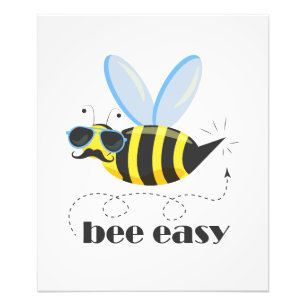 Bienenfigur mit Schnurrbart-Sonnenbrille Bee Easy Fotodruck