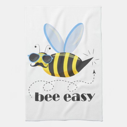 Bienenfigur mit Schnurrbart-Sonnenbrille Bee Easy Geschirrtuch (Vertikal)