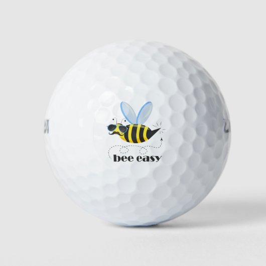 Bienenfigur mit Schnurrbart-Sonnenbrille Bee Easy Golfball (Vorderseite)