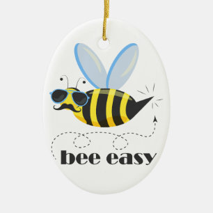 Bienenfigur mit Schnurrbart-Sonnenbrille Bee Easy Keramik Ornament