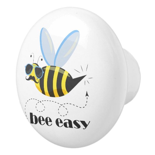 Bienenfigur mit Schnurrbart-Sonnenbrille Bee Easy Keramikknauf (Rechts)