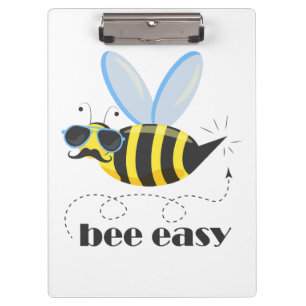 Bienenfigur mit Schnurrbart-Sonnenbrille Bee Easy Klemmbrett