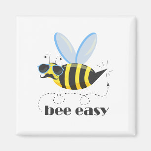 Bienenfigur mit Schnurrbart-Sonnenbrille Bee Easy Magnet