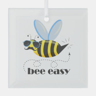 Bienenfigur mit Schnurrbart-Sonnenbrille Bee Easy Ornament Aus Glas