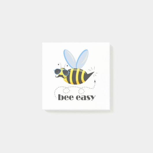 Bienenfigur mit Schnurrbart-Sonnenbrille Bee Easy Post-it Klebezettel (Vorderseite)