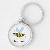 Bienenfigur mit Schnurrbart-Sonnenbrille Bee Easy Schlüsselanhänger (Vorne)