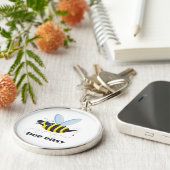 Bienenfigur mit Schnurrbart-Sonnenbrille Bee Easy Schlüsselanhänger (Seite)