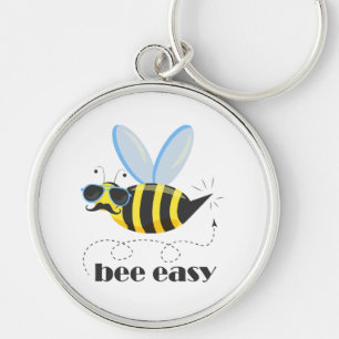 Bienenfigur mit Schnurrbart-Sonnenbrille Bee Easy Schlüsselanhänger