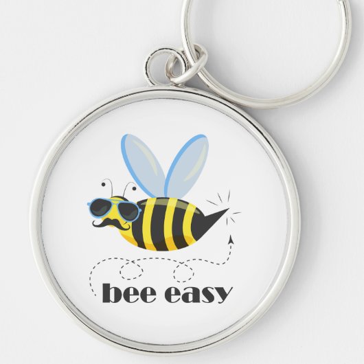 Bienenfigur mit Schnurrbart-Sonnenbrille Bee Easy Schlüsselanhänger (Vorne)