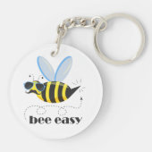 Bienenfigur mit Schnurrbart-Sonnenbrille Bee Easy Schlüsselanhänger (Rückseite)