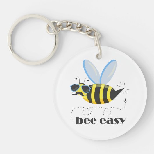Bienenfigur mit Schnurrbart-Sonnenbrille Bee Easy Schlüsselanhänger (Vorderseite)