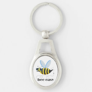 Bienenfigur mit Schnurrbart-Sonnenbrille Bee Easy Schlüsselanhänger