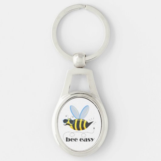 Bienenfigur mit Schnurrbart-Sonnenbrille Bee Easy Schlüsselanhänger (Vorderseite)