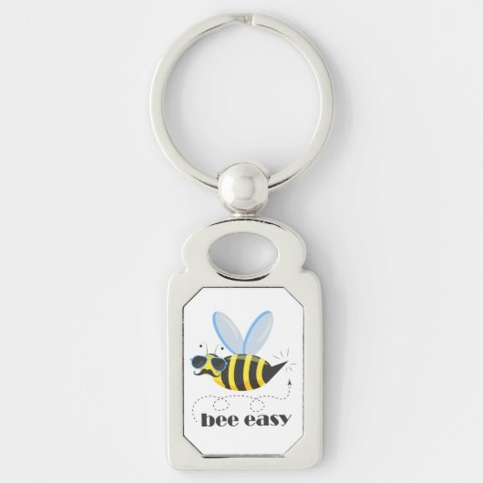 Bienenfigur mit Schnurrbart-Sonnenbrille Bee Easy Schlüsselanhänger (Vorderseite)