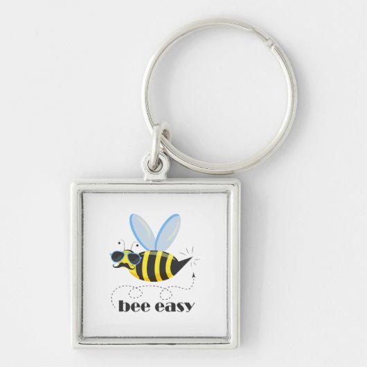 Bienenfigur mit Schnurrbart-Sonnenbrille Bee Easy Schlüsselanhänger (Vorne)