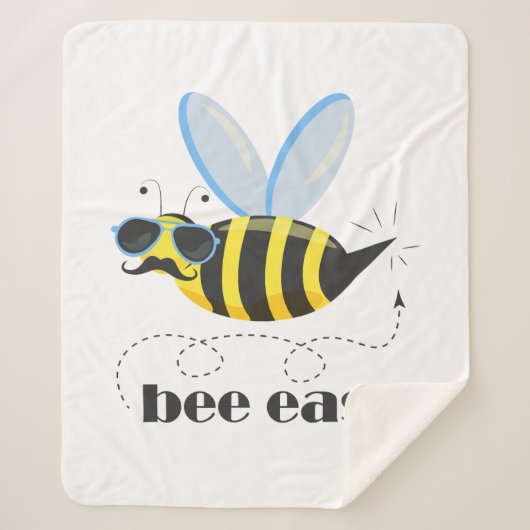 Bienenfigur mit Schnurrbart-Sonnenbrille Bee Easy Sherpadecke (Vorderseite)