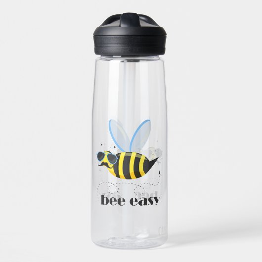 Bienenfigur mit Schnurrbart-Sonnenbrille Bee Easy Trinkflasche (Vorne)