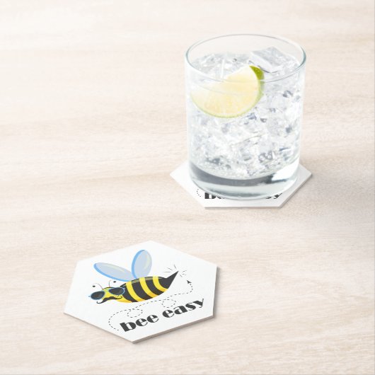 Bienenfigur mit Schnurrbart-Sonnenbrille Bee Easy Untersetzer (Vor Ort)