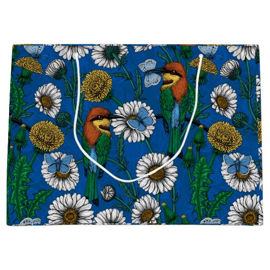 Bienenfresser auf blau große geschenktüte (Vorderseite)