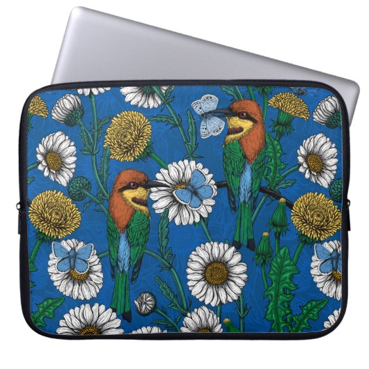 Bienenfresser auf blau laptopschutzhülle (Vorderseite)