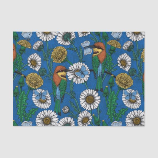 Bienenfresser auf blau seidenpapier (Vorderseite)