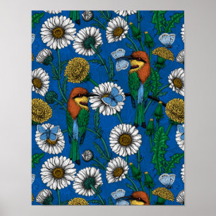 Bienenfresser auf blauem Grund Poster