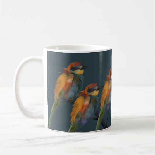 Bienenfresser auf dunklem aquamarin kaffeetasse (Links)