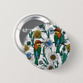 Bienenfresser, blaue Schmetterlinge und Gänse auf  Button (Vorne & Hinten)