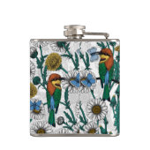 Bienenfresser, blaue Schmetterlinge und Gänse auf Flachmann (Rückseite)