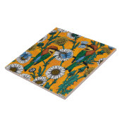 Bienenfresser, blaue Schmetterlinge und Gänse auf Fliese (Seite)