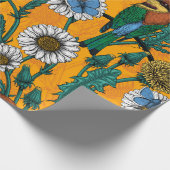 Bienenfresser, blaue Schmetterlinge und Gänse auf Geschenkpapier (Ecke)