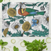 Bienenfresser, blaue Schmetterlinge und Gänse auf Geschirrtuch (Gefaltet)