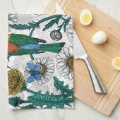 Bienenfresser, blaue Schmetterlinge und Gänse auf Geschirrtuch (Viertel Falte)