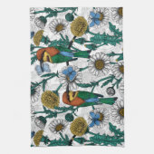 Bienenfresser, blaue Schmetterlinge und Gänse auf Geschirrtuch (Vertikal)