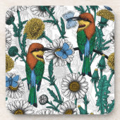 Bienenfresser, blaue Schmetterlinge und Gänse auf Getränkeuntersetzer (Vorderseite)