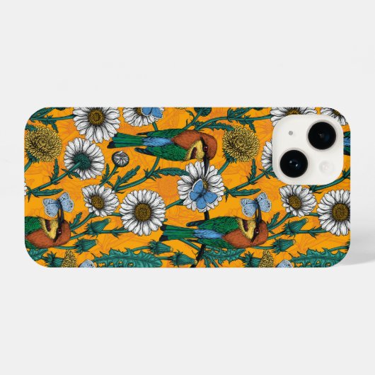 Bienenfresser, blaue Schmetterlinge und Gänse auf iPhone Hülle (Rückseite (Horizontal))