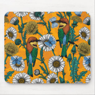 Bienenfresser, blaue Schmetterlinge und Gänse auf  Mousepad