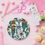 Bienenfresser, blaue Schmetterlinge und Gänse auf  Pappteller (Party)