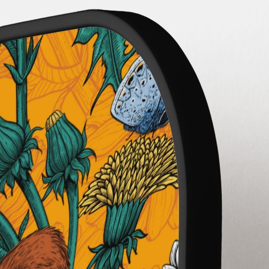 Bienenfresser, blaue Schmetterlinge und Gänse auf Pickleball Schläger (Linke Seite)