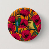 Bienenfresser und Mohn auf Orange Button (Vorderseite)