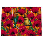 Bienenfresser und -mohn auf Orange Große Geschenktüte (Vorderseite)